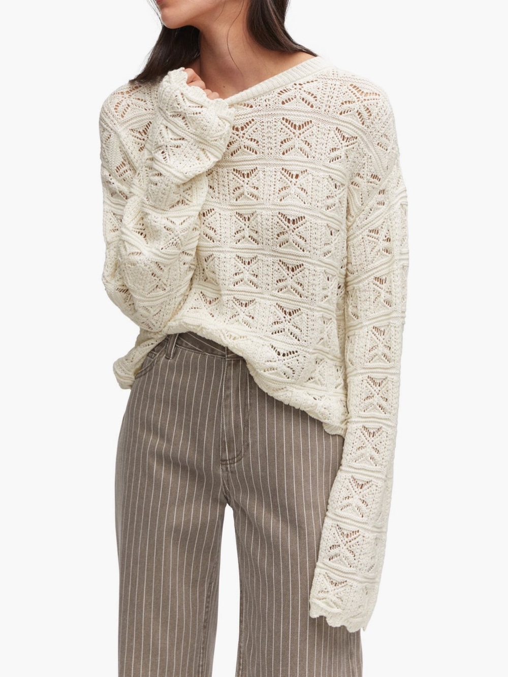 Mango Open Stitch Crewneck Sweater